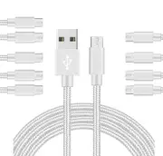 Catzon 1M 2M 3M 10Packs Micro USB Cable Nylon Braided Phone Cable Fast Charger Cable USB Cord -Silver