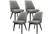 Divano Shelby Set of 4 Dining Chair Genuine Leather Solid Rubber Wood Frame