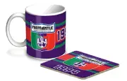 Fremantle Dockers Team Mug & Coaster Pack Official AFL 1st 18 Range Gift Box