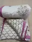 Indian Reversible Kantha Hand Block Print Floral Blanket Quilt Queen Size
