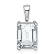 14k White Gold 4 Ct. Certified Lab Grown Diamond VS/SI+ G+ Emerald Four Prong Pendant