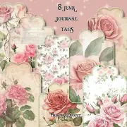 8 Junk Journal Tags, Junk Journal Supplies, Scrapbooking, Diary