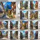 3D Cobblestone Lane Old Town Shower Curtain Bathroom Curtains Waterproof Gifts