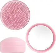 Doygim Travel Hair Brush and Mirror Portable Pocket Frizz Ease Detangling Hairbrush Small Tangle Teaser Massage Comb Set Round Curly Wavy Fine Thick for Men Women Kids Girls Pink