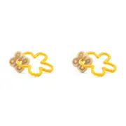 2x Djeco BabyStretchi Wood/Silicone Teether 12cm Baby Teething Toy Yellow 0m+