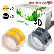 (2Yellow+2Black) LabelTape For Dymo S0720020 1540 Dymo 814580 Label Makers