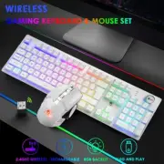 Gaming Keyboard Mouse set 104 Keys RGB Wireless 2.4G USB,Ergonomic Silent Mice
