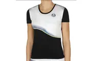 Sergio Tacchini Womens Grid Coast Short Sleeve T-Shirt Tennis Sport - Black/White/Yellow