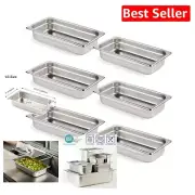 Durable 6 Pack Anti-Jam Food Pans - 1/3 Size, NSF Stainless Steel for Catering