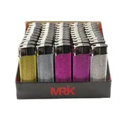50x Glitter Gas Lighters Metallic Refillable Adjustable Flame Full Box