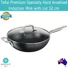 Tefal Premium Specialty Hard Anodised Induction Wok with Lid 32 cm Non Stick Wok