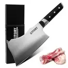 Meat Cleaver with Large Handle - 7 inch Kitchen Bone Chopper,German High Carb...