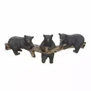 Black Polyresin Charming Trio Bear Lounging On Log Hooks Wall Plaque Home D�cor