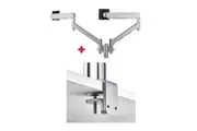 Atdec AWMS-2-D13 Dual 690mm Dynamic Monitor Arms + 135mm Post / 8kg (17.6lb) Flat and Curved Screens + F Clamp Desk Fixing, Silver
