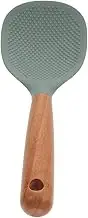 LAPYAPPE Silicone Rice Paddle with Ergonomic Wood Handle Non Stick Rice Spoon for Easy Serving and Stirring Heat Resistant Kitchen Utensil Elegant Lake Green