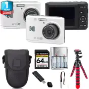 Kodak Pixpro FZ45 Camera (White) + Tripod + 1 Yr Warranty - 64GB Kit
