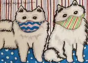 American Eskimo Dog Collectible ACEO PRINT Mini Art Card 2.5 X 3.5 Quarantine