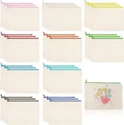 30 Pieces Canvas Zipper Pouch Bags Canvas Pencil Pouch Canvas Makeup Bags Blank