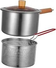 FUNOMOCYA 1Set Stainless Steel Deep Frying Pot with Fry Basket Versatile Kitchen Essential for Porridge Soup More Ergonomic Handle for Easy Use Cooking Tool
