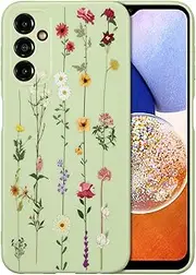 [ZTOFERA] Floral Case for Samsung Galaxy A14 5G,Clear Cute Flower Pattern Case for Girls Women,Flexible Silicone Protective Slim Shockproof Bumper Phone Case for Samsung Galaxy A14 5G,Green