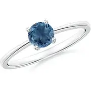 Reverse Tapered Shank London Blue Topaz Solitaire Ring
