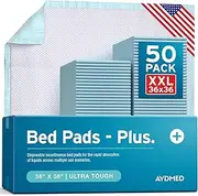 50 x Aydmed Premium Disposable Incontinence Bed Pads | Large Waterproof & Ultra-Absorbent Protective Sheets for Mattress, Sofa & Chair for Babies, Children, Adults, & Elderly (36" x 36")
