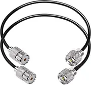 TUOLNK Mini UHF Male to UHF Female Extension Cable Mini UHF Male Plug to SO239 PL259 Female Jack Coax Jumper Cable RG58 for CB Radio Antennas 12inch(30cm) 2 Pack