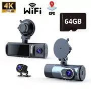 4K Smart Car Dash Cam Camera 3840×2160P Car DVR GPS WIFI Video Recorder + 64G