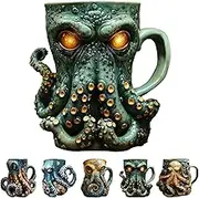 Cthulhu-Inspired Pirate, Medieval Pirate Viking Beer Cup, 3D Octopus/Kraken Design Beer Mug for Bar Restaurant Home, Dragon Collector Themed Party Decoration Drinkware (A)
