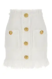 BALMAIN Button Tweed Skirt