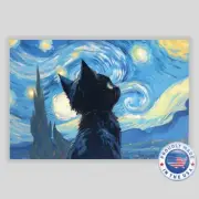 Vincent van Gogh's Starry Night Cat Poster Sized Premium Photo Print 13 x 19 B