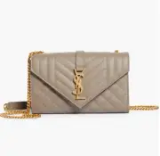 NEW Saint Laurent YSL Large Wallet on Chain Crossbody Leather Retail: $1950