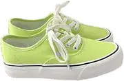 [nichangyuyi] Solid Color Casual Canvas Women's Shoes Autumn Versatile Trend Couple Sports Skateboard Flat Shoes, Fluorescent Green, 8