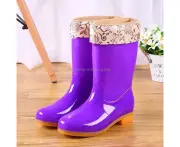 Women Mid-Tube Rain Boots Waterproof Shoes Overshoes Adult Kitchen Work Shoes