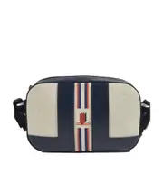 striped logo-print camera bag One size Black