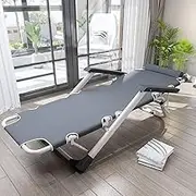 FMHCTN Folding Camping Bed, Office Portable Oxford Cloth Lounge Chair Easy to Store Household Lazy Bed Chair Gray (Color : No pad) (No Pad) Interesting FANDIAO