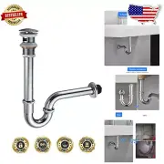 Luxury Chrome Bathroom Sink P Trap - Adjustable Height with Overflow & Comple...