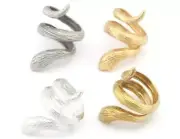 Snake Wrap Ring Animal Adjustable RawBrass,Antique silver,Shiny silver-gold 4012