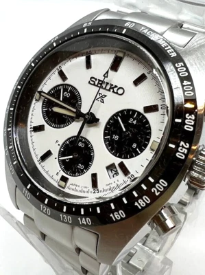 Seiko SBDL085 Prospex SPEEDTIMER Solar Chronograph Mens Watch Silver White Japan