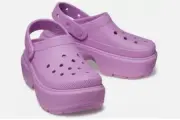 NEW Crocs Stomp Slingback Platform Clogs Women US 10 Purple Bubble Slip On Shoe