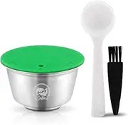Stainless Steel Refillable Coffee Capsules for Dolce Gusto, Reusable Coffee Pods Permanent Filter Compatible for Dolce Gusto Crema,1 Brush + 1 Spoon