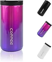 YSHIGUING 400ml Travel Mugs Stainless Steel Thermal Mug with Leakproof Lid Double Walled Insulated Coffee Mug for Hot and Cold Drinks Portable Coffee Cup for Car Outdoor Travel Office (Purple)