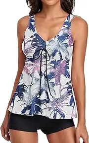 [Generic] Bathing Suit Shorts Women with Boyshorts Suits Women Two Swimming Swimsuits Tummy Bathing Suits Tank for Women Piece Control Top Print Swimwears Tankinis Set Mom BOD Bathing Suits
