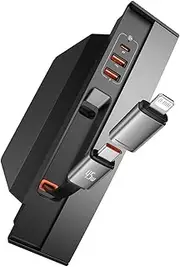 Baseus Retractable Hub Docking Station for Tesla Model 3/Y, Car USB Hub with 45W Fast Charging, Custom Fit, Includes Retractable Charging Cable and Adapters - Perfect for Road Trips & Daily Commutes