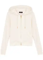 Juicy Couture Classic Robertson Hooded Velour Sweatshirt - Cream - M (UK12 / M) M (UK12 / M)