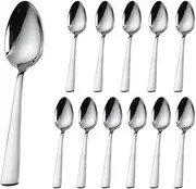 dearithe Tea Spoon 12pcs, Stainless Stainless 18/0 teaspoons, 6.29 Inches Dessert Spoons, Silver,