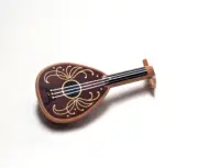 Lego - Minifigure Utensil - Mandolin, Guitar, Brown/Gold