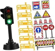 HANABASS 1Set Mini Traffic Signs Road Cones Stickers Educational Traffic Light for Safe Plaything for Cognitive Development Fun Learning Activities