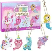 Arts and Crafts for Kids Ages 8-12 - Create Your Own Gem Keychains Double Side by Number - 5D Diamond Painting Kits Creativity for Girls Boys Toddler Teens Ages 3-5 4-6 6-8 10-12