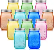 12 Pieces 32 Oz Colored Mason Jars Glass Mason Jars with Lids Glass Wide Mouth C